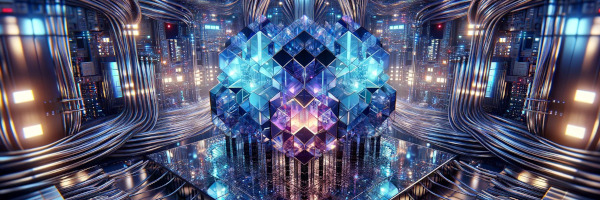 An AI rendering of crystals in a quantum computer